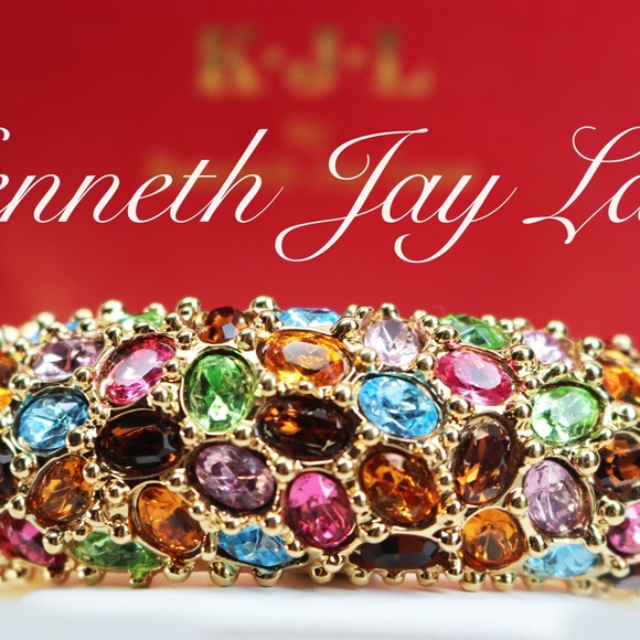 Vintage Kenneth Jay Lane Bejeweled Bangle Bracelet - Picture 6 of 8